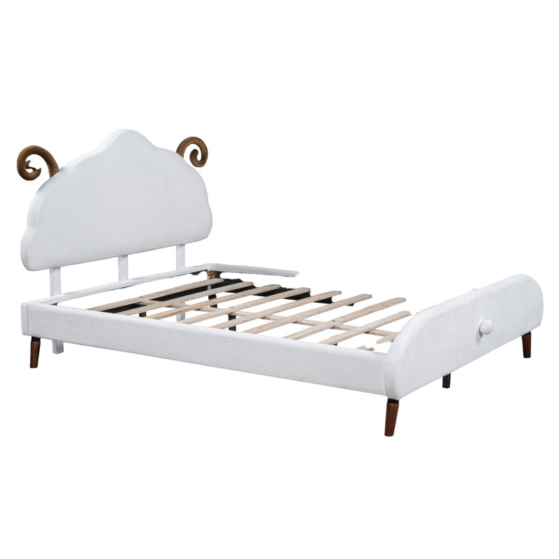 Lit plateforme tapissier Alysee, Double, Blanc