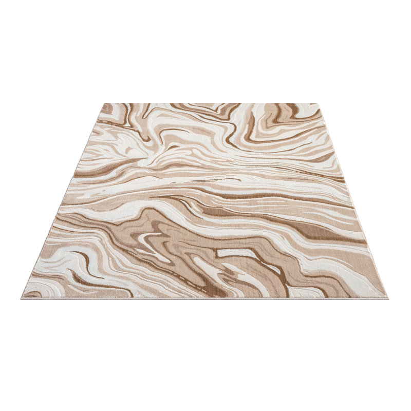 Abani Rugs Lovonza REG260B Beige Brown Intertwined Lines Area Rug, Rectangle 6' x 9'