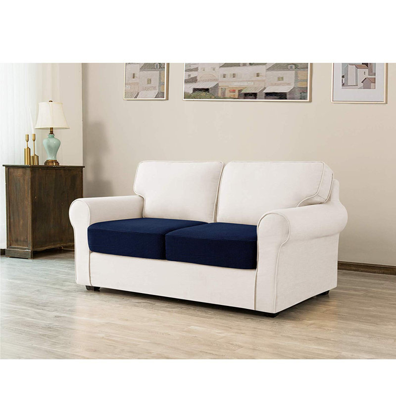 Housse pour causeuse à coussins carrés texturés, Mélange de polyester bleu foncé