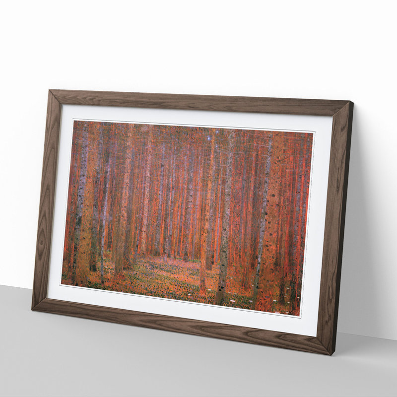 Pine Tree Forest by Gustav Klimt - Framed Print, 48cm H x 65cm W x 2cm D, Walnut Framed
