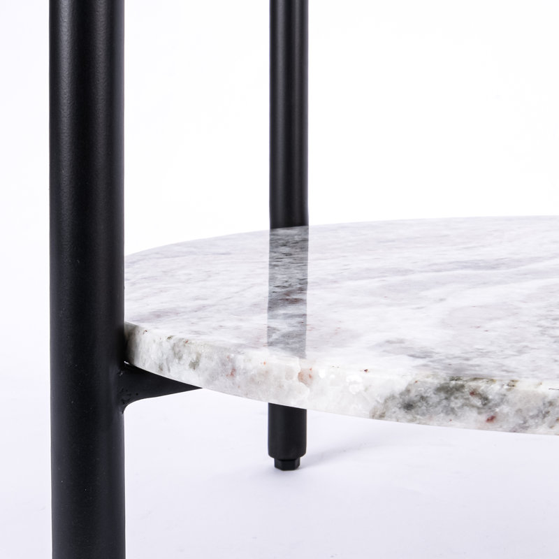 Table de bout avec rangement en marbre et verre Ansted, Sangrey, Noir