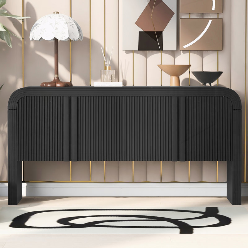 Table à vagues avec console réglable à 4 portes et tablette réglable, Black