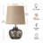 15'' Hand Blown Small Table Lamp, Unique Leopard-Print Glass, Woven Natural Linen Shade, Kitchen Counter Lighting