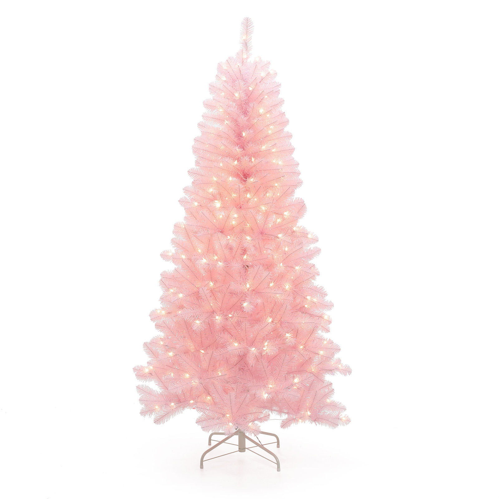 6.5Ft Pre-Lit Pink Full Artificial Christmas Tree