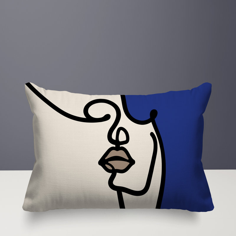 Coussin lombaire réversible intérieur / extérieur Jai Abstract, H 18 po x l 25 po, Marine