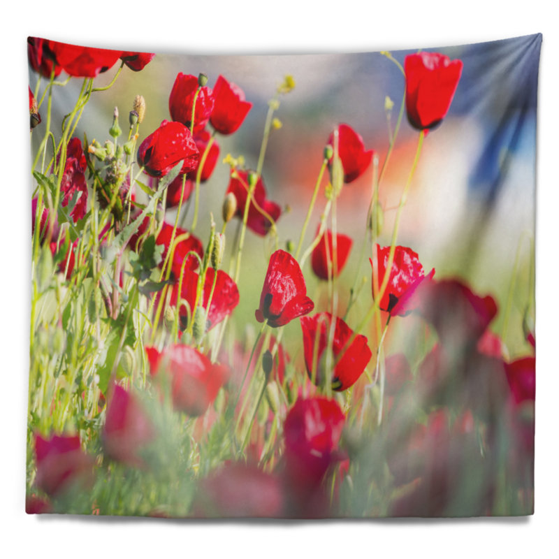 Tapisserie en fleurs rouge floral magnifique, H 78 po x l 92 po