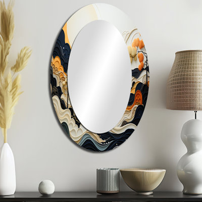 Gris gris, art au trait, miroir mural moderne ovale
