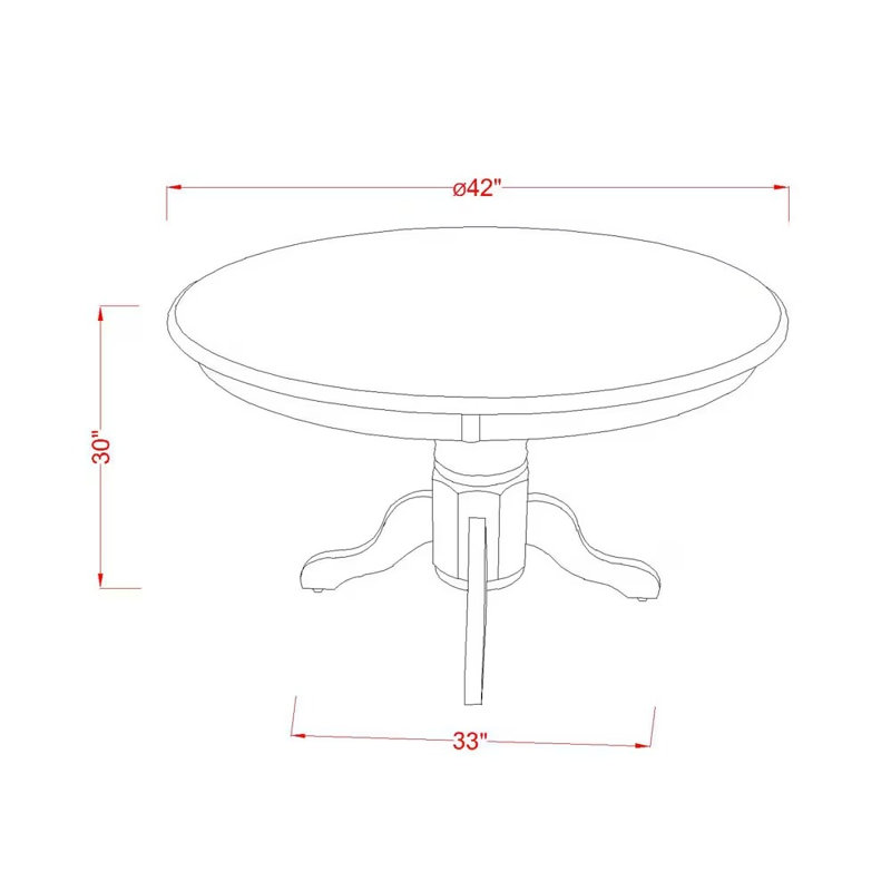 Ensemble de salle à manger 5 pièces comprenant une table ronde avec pied central et 4 chaises Parson rembourrées en similicuir blanc, 107 x 107 cm (42 x 42 pouces).