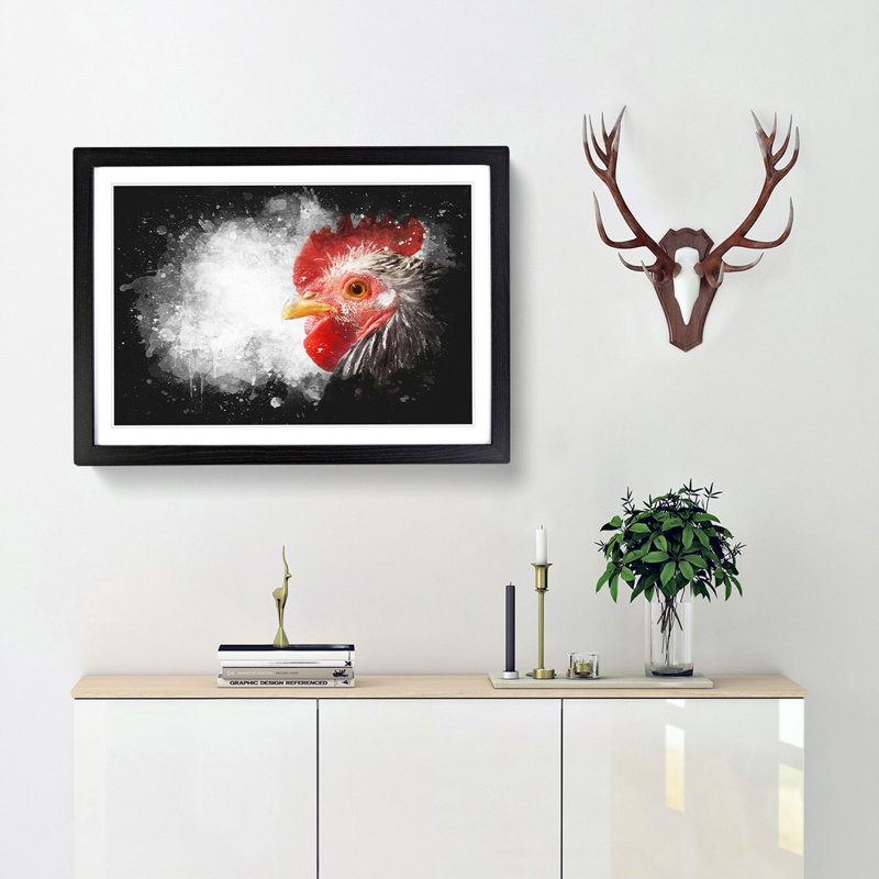 Grey Rooster Looking West - Picture Frame Graphic Art Print, 33cm H x 45cm W x 2cm D, Black Framed