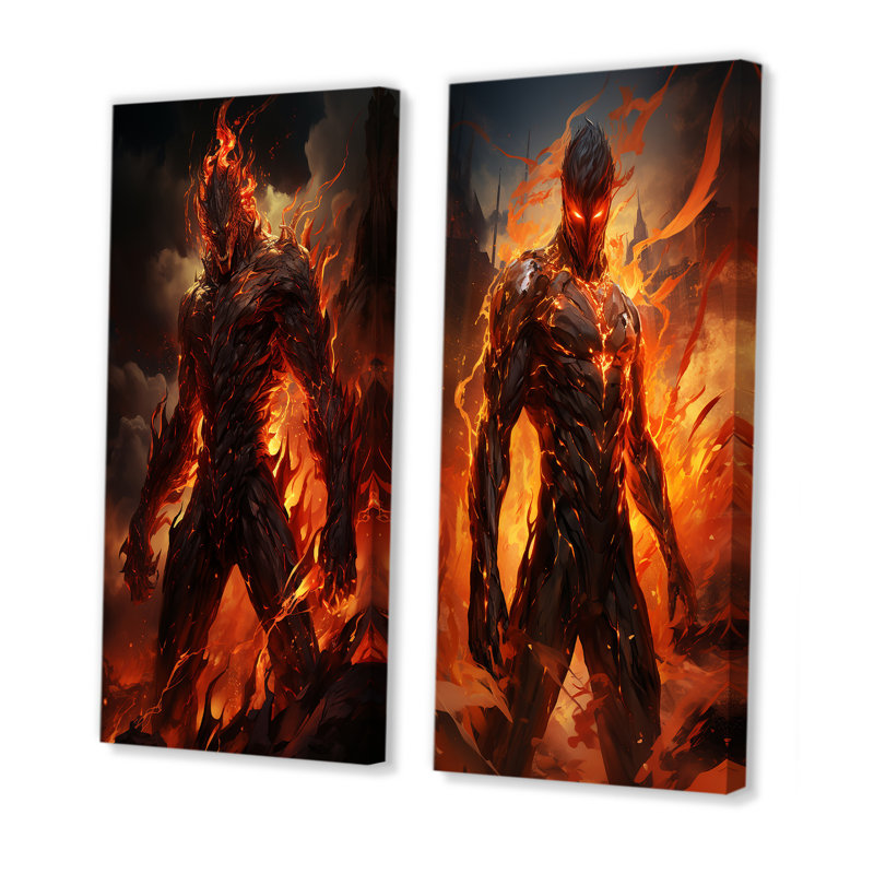 «Fire Force Villian», 2 pièces sur toile, Toile tendue, H 20 po x l 24 po
