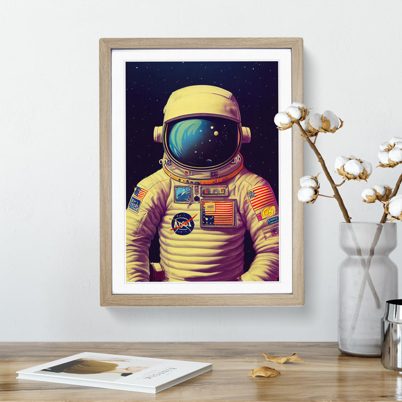 Marvellous Astronaut - Framed Print, 46cm H x 34cm W x 2cm D, Oak Framed