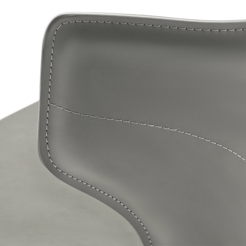 Stylish And Simple Gray Saddle Leather Dining Chairs Set Of 2