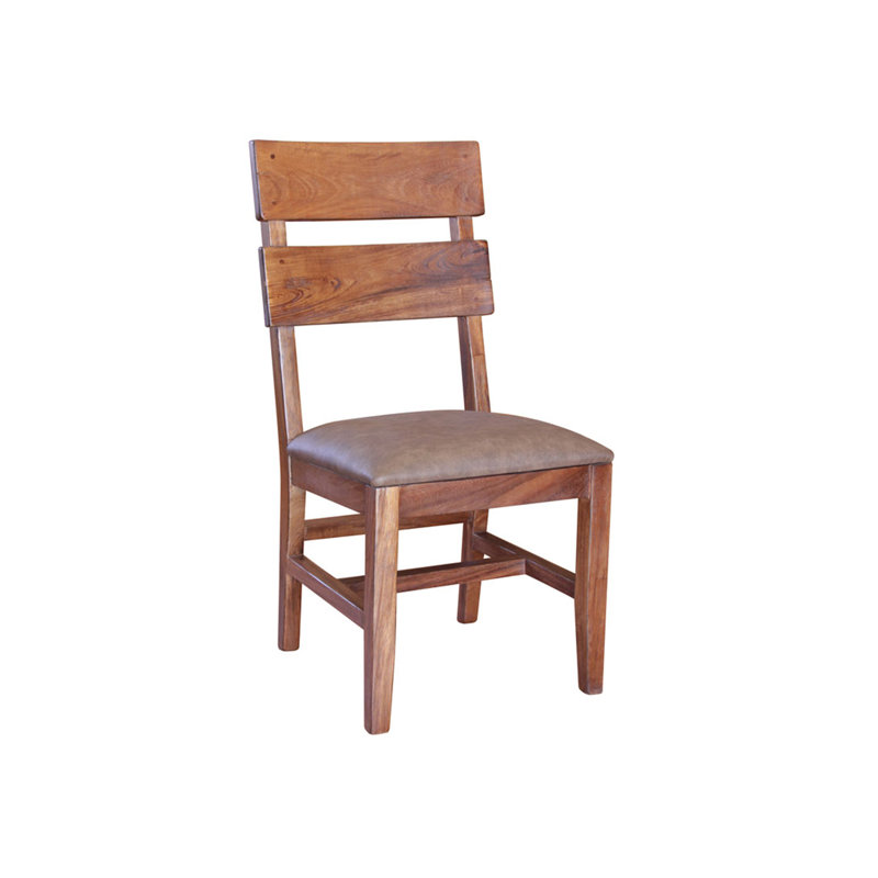 Chaise Dobby avec assise en similicuir et bois massif