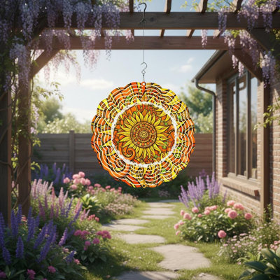 Carillon à vent 3D, filature en métal suspendue de 12 pouces avec un design coloré de papillon / libellule / arbre de vie pour la cour, le jardin et le patio