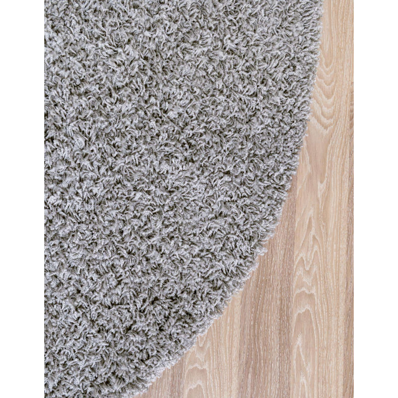Tapis Santosha à poils longs, Rond 6 pi 1 po, Graphite Grey