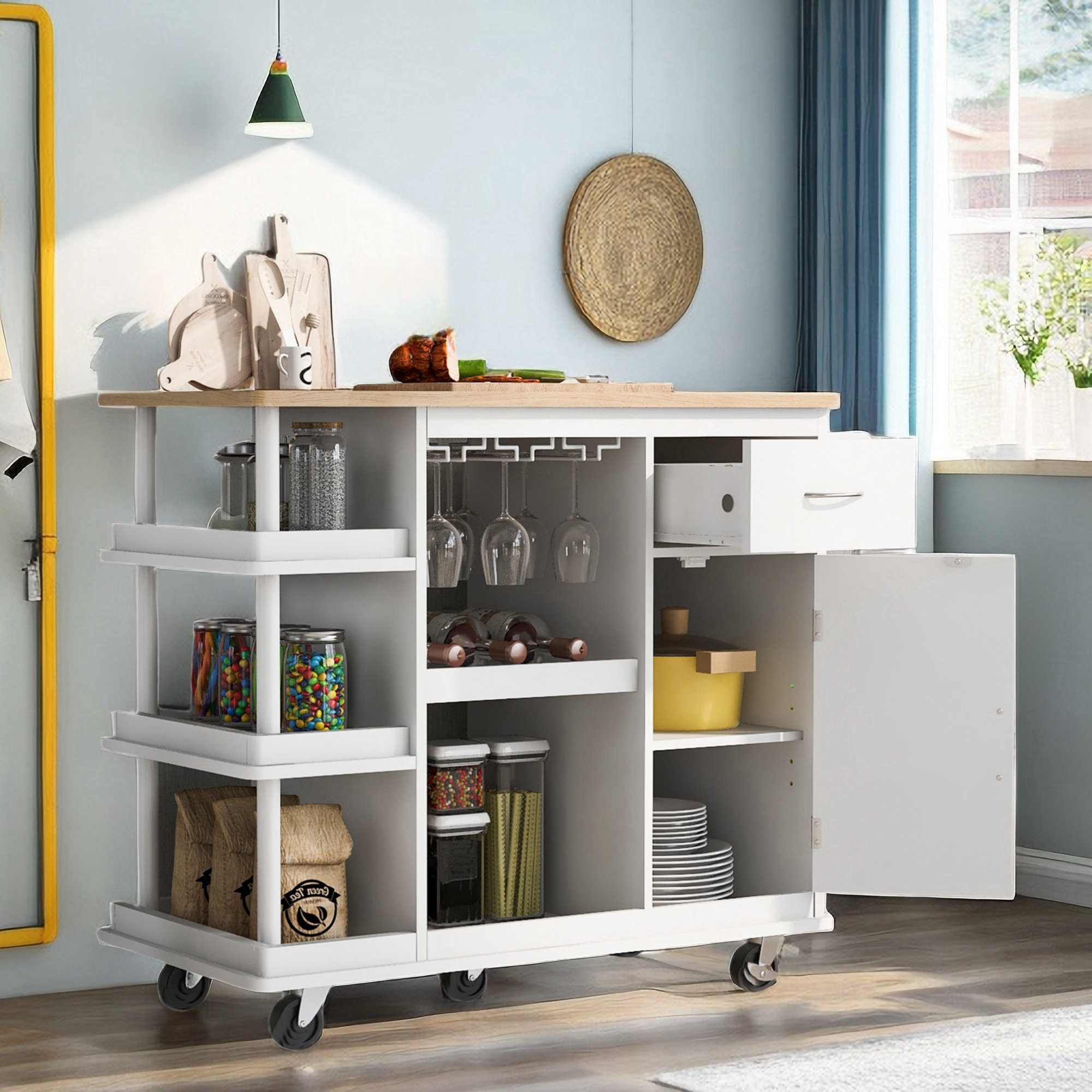 INZONT Wood Kitchen Cart Wayfair