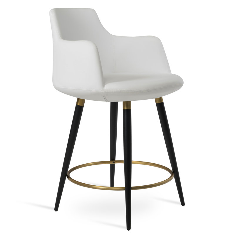 Tabouret de bar et de comptoir Dervish Ana, Tabouret de bar (hauteur d'assise de 29,5 po), Noir, Blanc