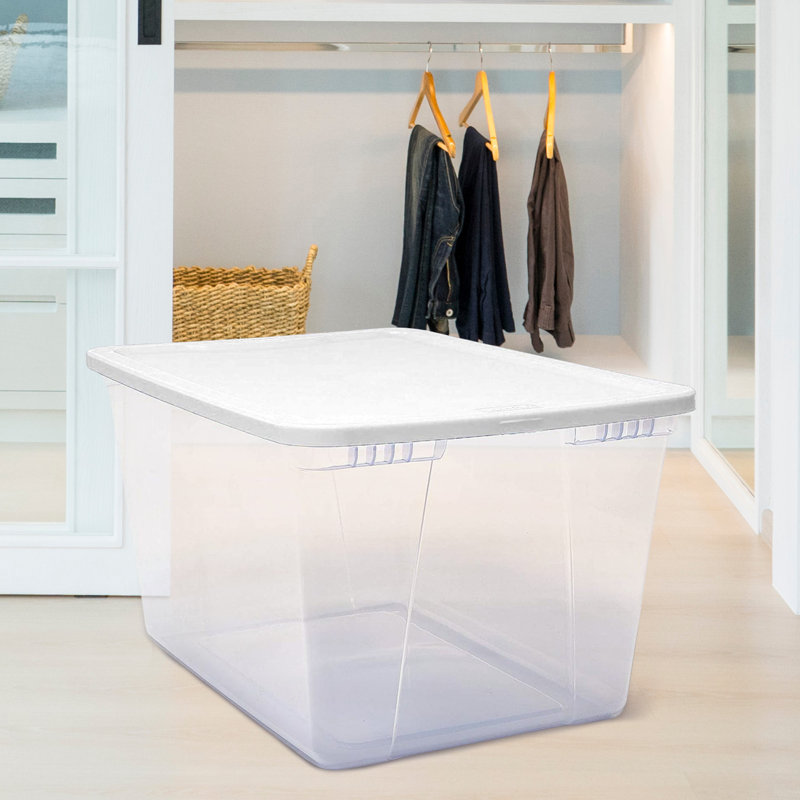 Contenant de rangement en plastique empilable Homz, Blanc, 56 pte, 2 Pack