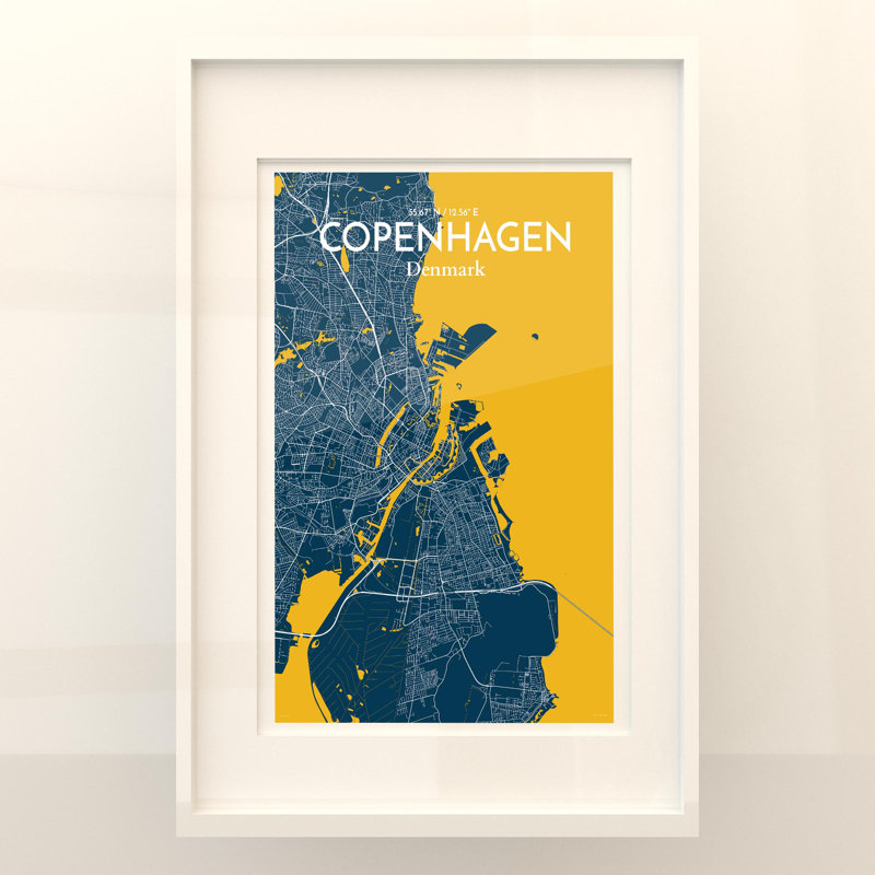Copenhagen City Map In Amuse - No Frame Print, 36cm H x 24cm W x 0.05cm D