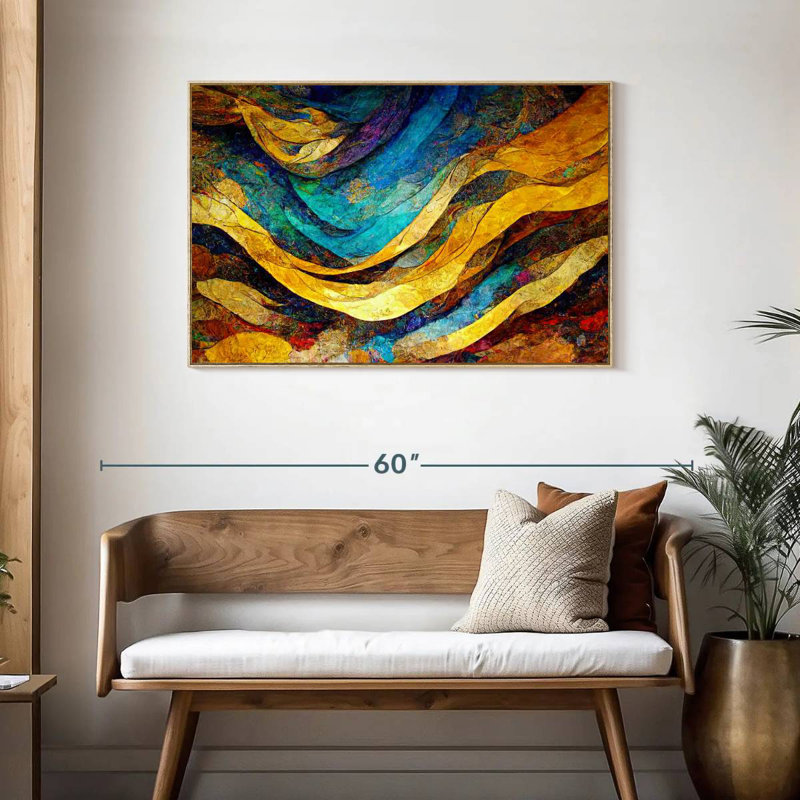 Dunes du désert Leota, Cadre flottant en bois naturel, 43 po x 29 po