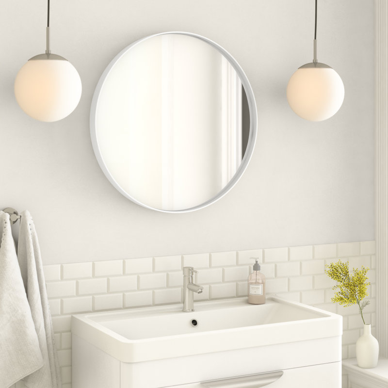 De Soto Metal Wall Mirror, White