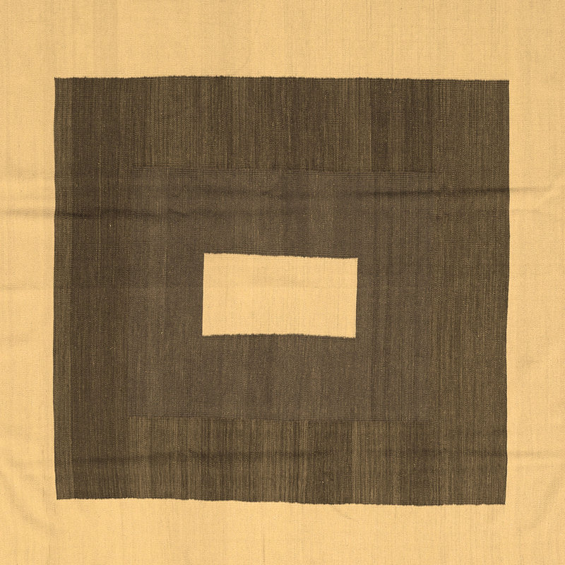Tapis contemporains brun lavable à la machine 2736, Carré 4 pi
