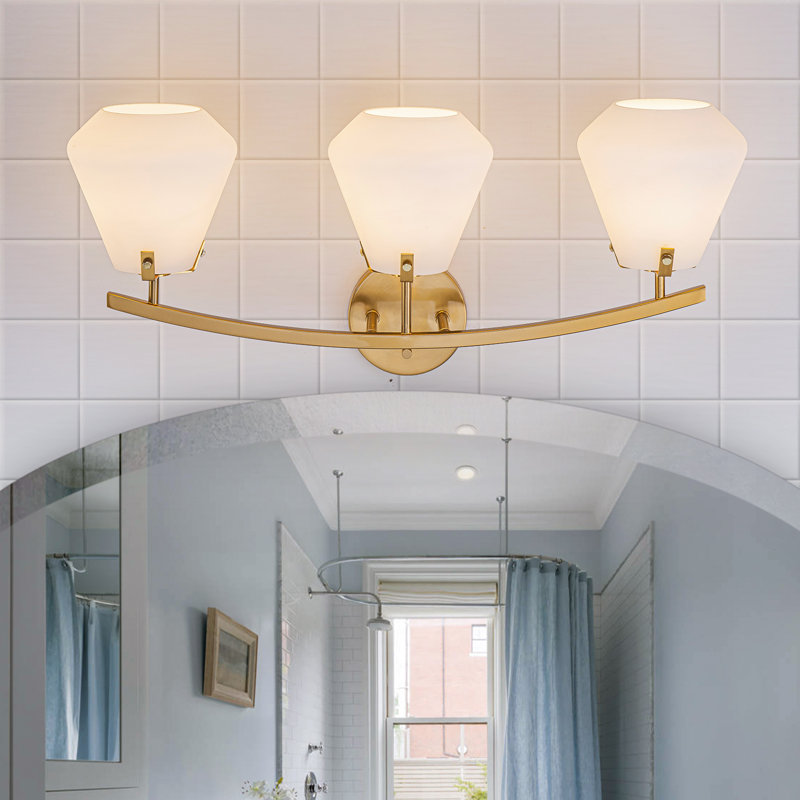 Éclairage de meuble-lavabo à intensité variable avec abat-jour en verre jade blanc