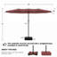 Parasol de marché double face 15 pi avec base robuste-291150057