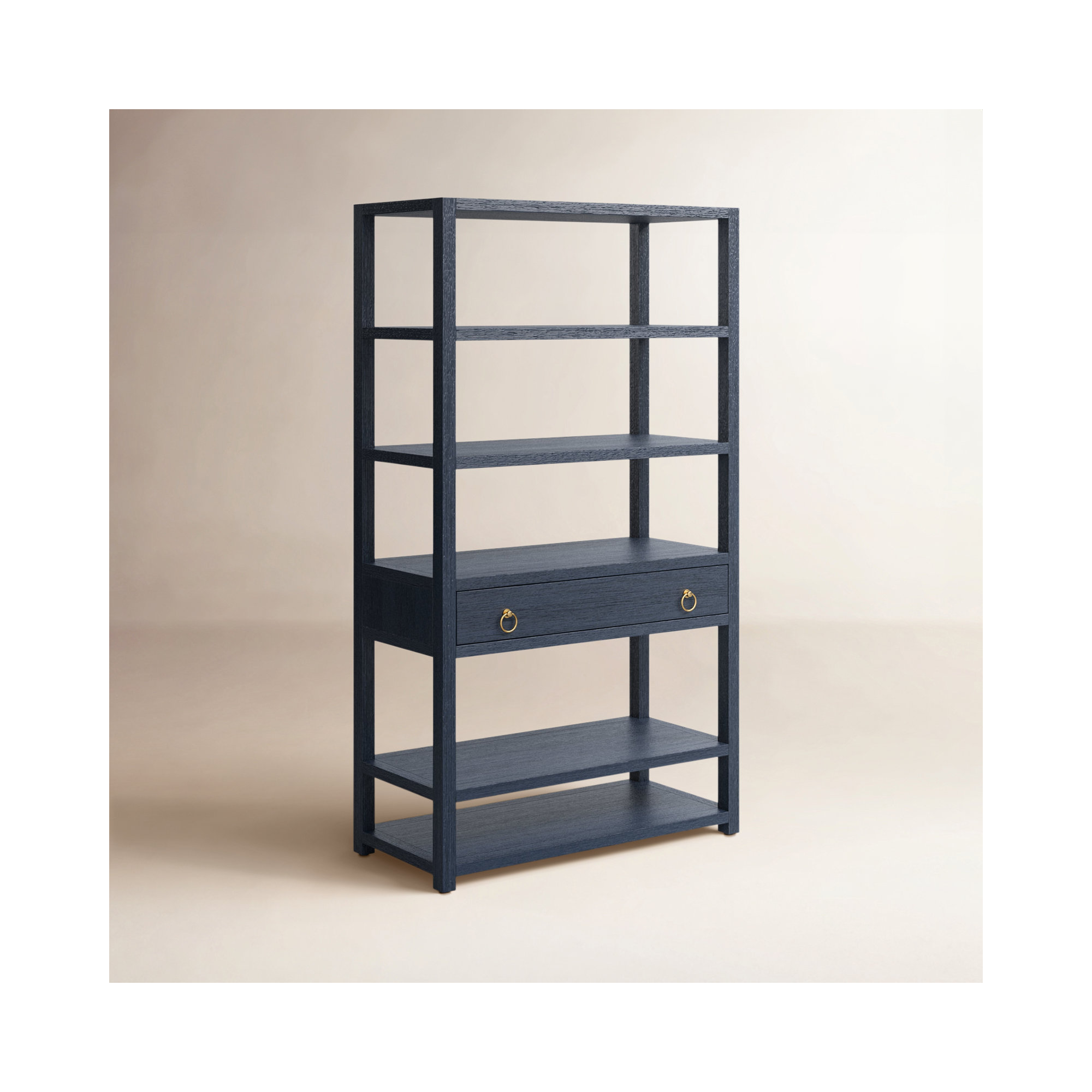 Elin 1-Drawer 5-Tier Standard Bookcase, Navy Blue