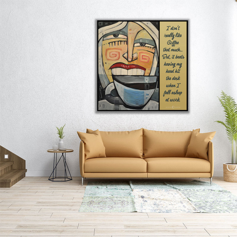 N'a pas envie de café - reproduction d'art sur toile, H 16 po x l 16 po