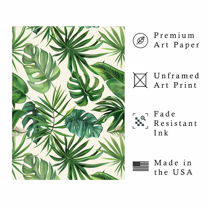 «Botanical Monstera Leaves», motif d'art bohémien sans cadre, H 10 po x l 8 po
