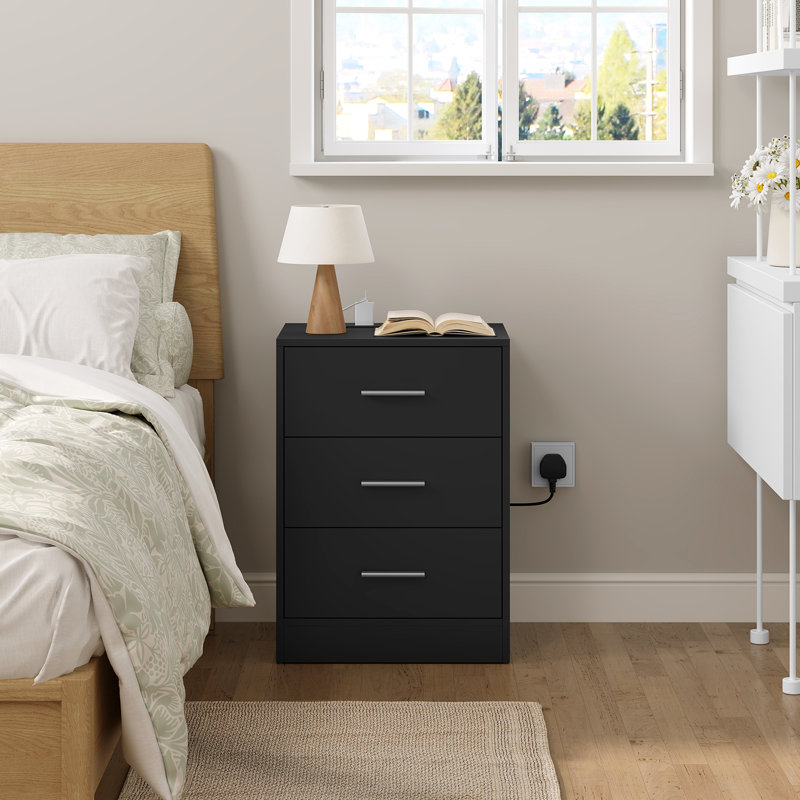 39cm W Bedside Table, Black