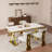 White Boucle Upholstered Dining Chair With Brushed Gold Legs-1738858195