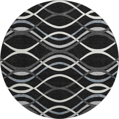 Premium Machine Washable Prisco Black Rug