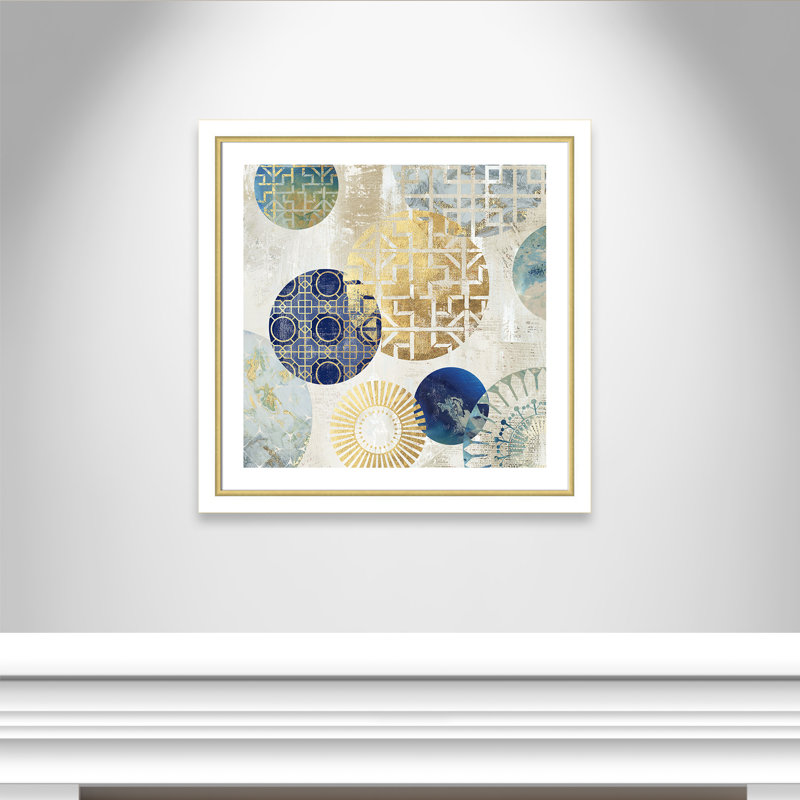 «Fleishman Gold Rings I», reproduction de peinture acrylique encadrée, Cadre blanc et or