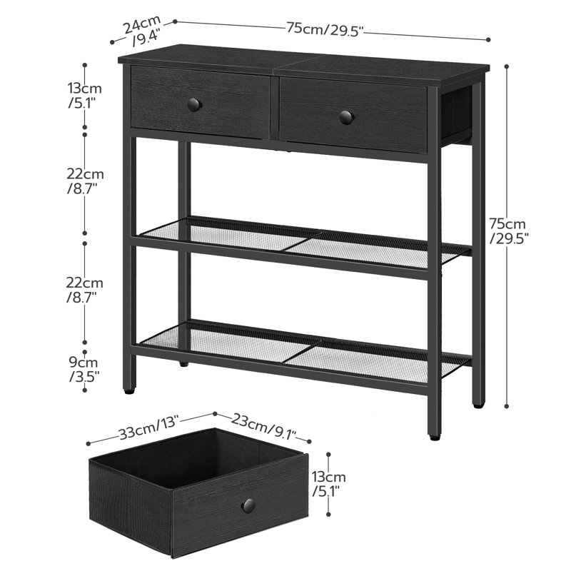 29.5" Entryway Console Table with Drawers, Black