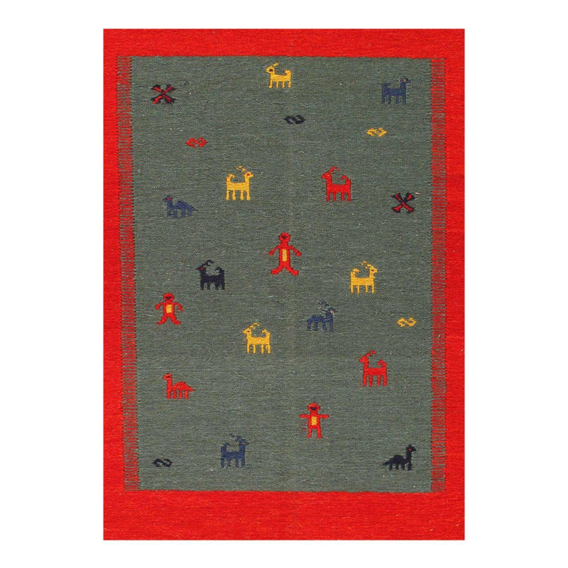 Geometric Area Rug in Red