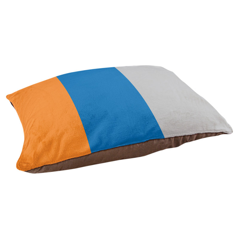Coussin d'intérieur New York, Moyen (l 28 po x P 18 po x H 9,5 po), Orange / Bleu / Argent