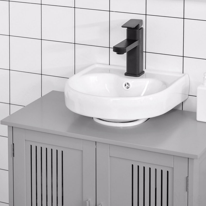 Armoire moderne sous le lavabo avec 2 portes, armoire de salle de bain piédestal sous le lavabo, meuble-lavabo avec tablettes réglables, armoire moderne, armoire de salle de bain, armoire grise
