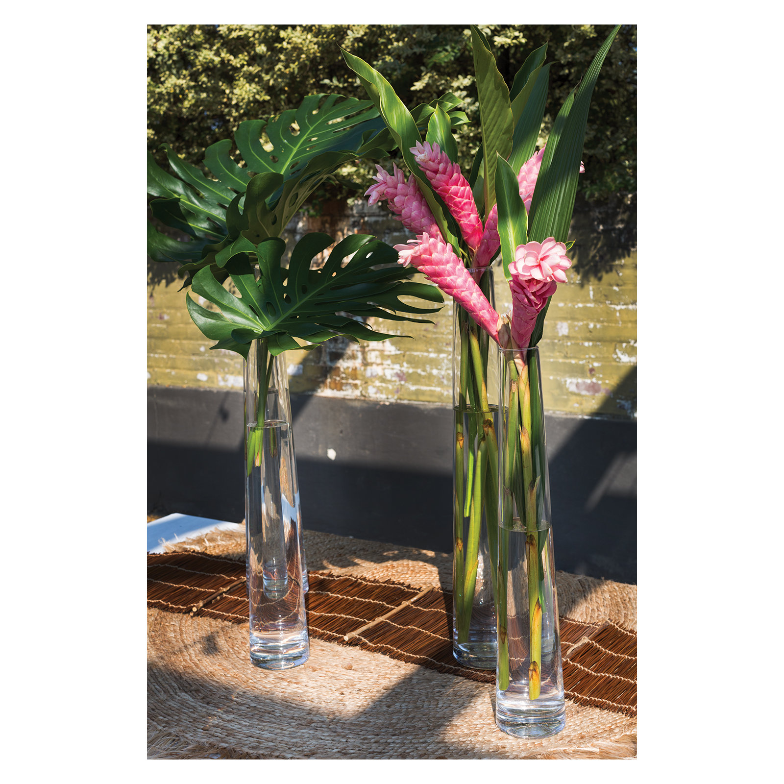 Aracena Handmade Glass Floor Vase, 23.5" H x 4.25" W x 4.25" D