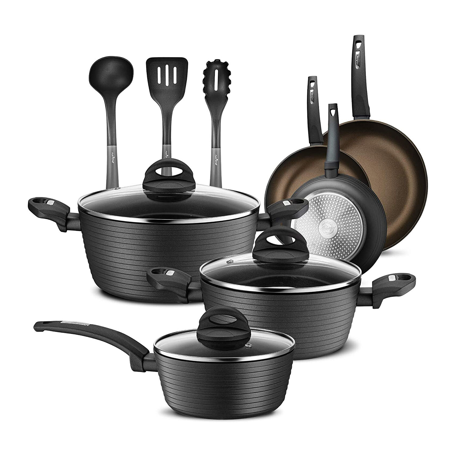 Nutrichef Kitchenware Pots & Pans - Stylish Kitchen Cookware Set, Non-Stick (13-Piece Set)