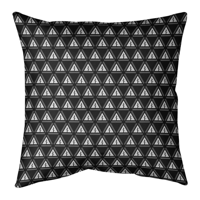 Coussin décoratif à motif d’arbre minimaliste classic Barbra, 14 po x 14 po, Bourre en polyester, Noir clair