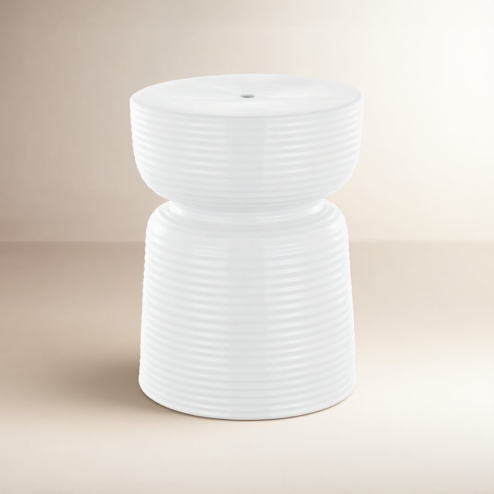 Biali Ceramic Accent Stool, White