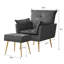 Fauteuil en velours capitonné avec repose-pieds Vaishal-1458133892