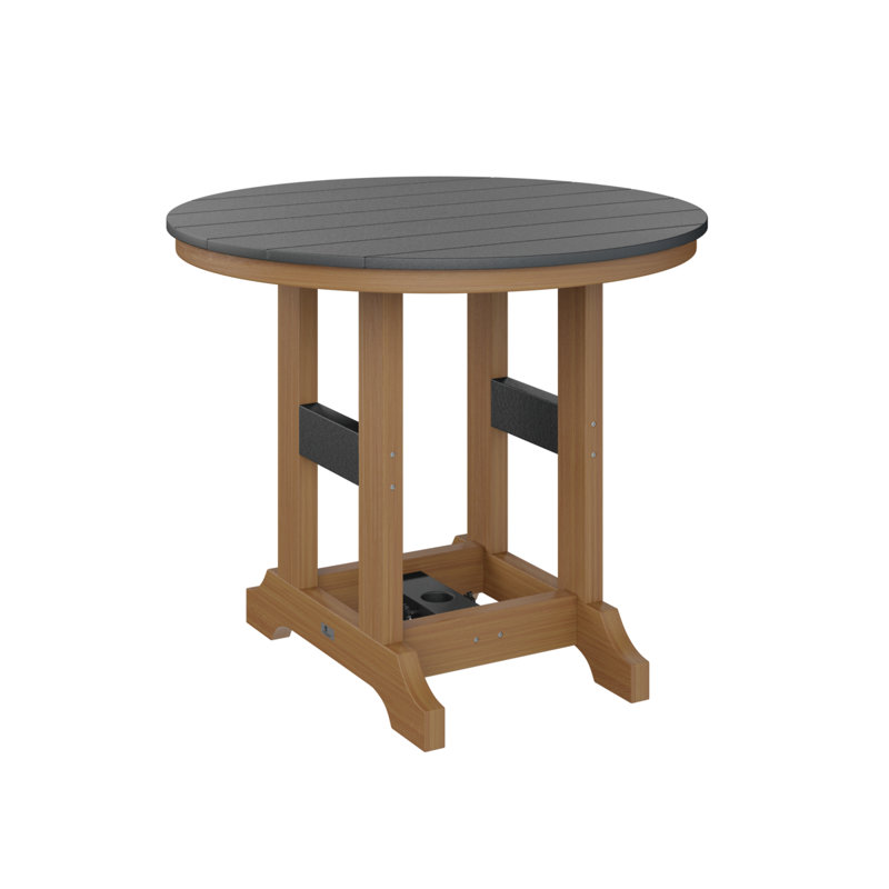 Garden Classic Outdoor Round Dining Table, Natural Teak, Black