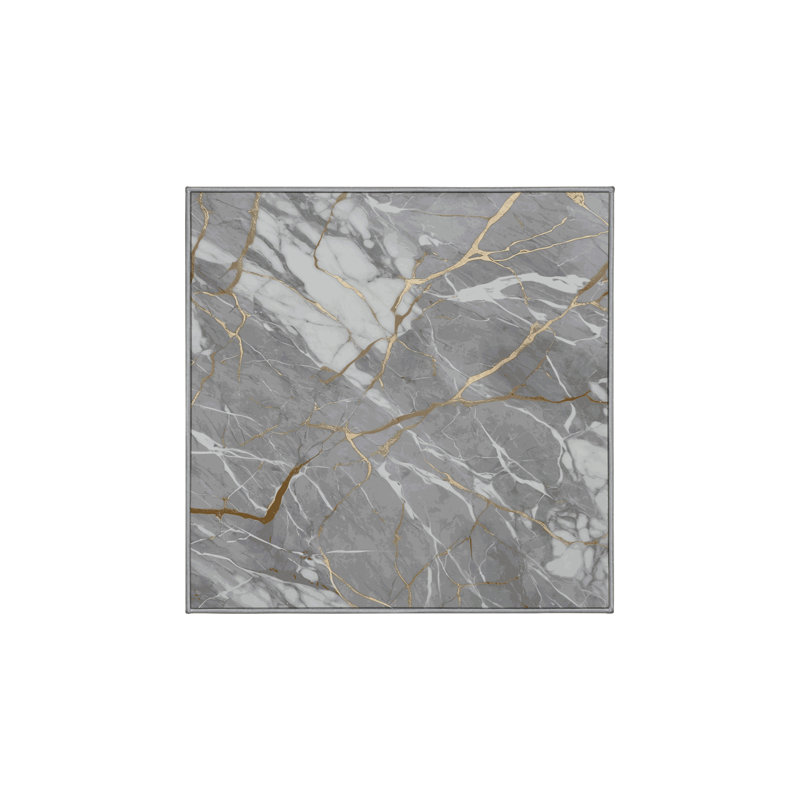 Tapis gris lavable à la machine, Carré 7 pi