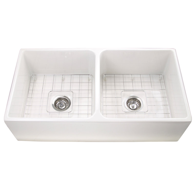 36'' L Double Bowl Fireclay Kitchen Sink