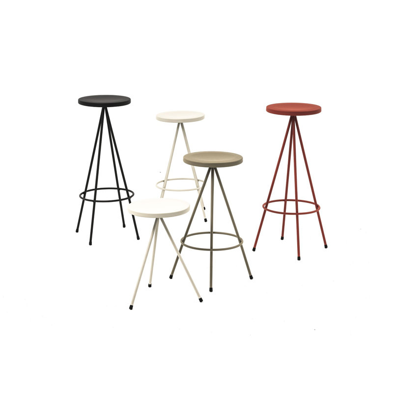 Anakie Powder Coated Steel Outdoor Stool, Olive Grey
