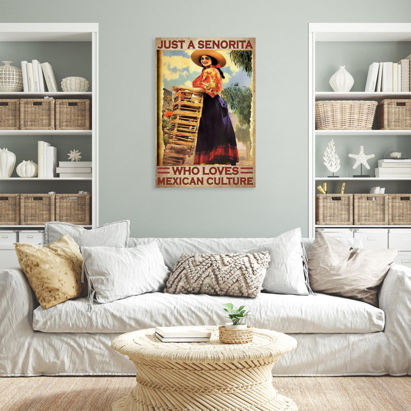 «Who Loves mexican culture», reproduction d'art graphique sur toile tendue, H 36 po x l 24 po x P 1,25 po