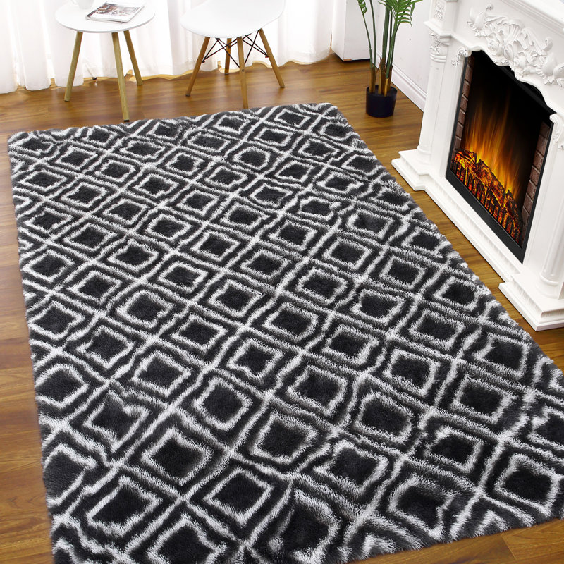 Shag Rugs for Living Room Geometric Area Rugs for Bedroom Fluffy Fuzzy Shag Shaggy Carpet Modern Soft Plush Fur Rug for Kids Room Bedroom Dorm Decor Playroom